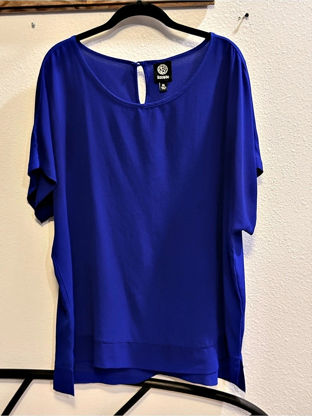 Bobeau Blue Short Sleeve Blouse Size XL Like New